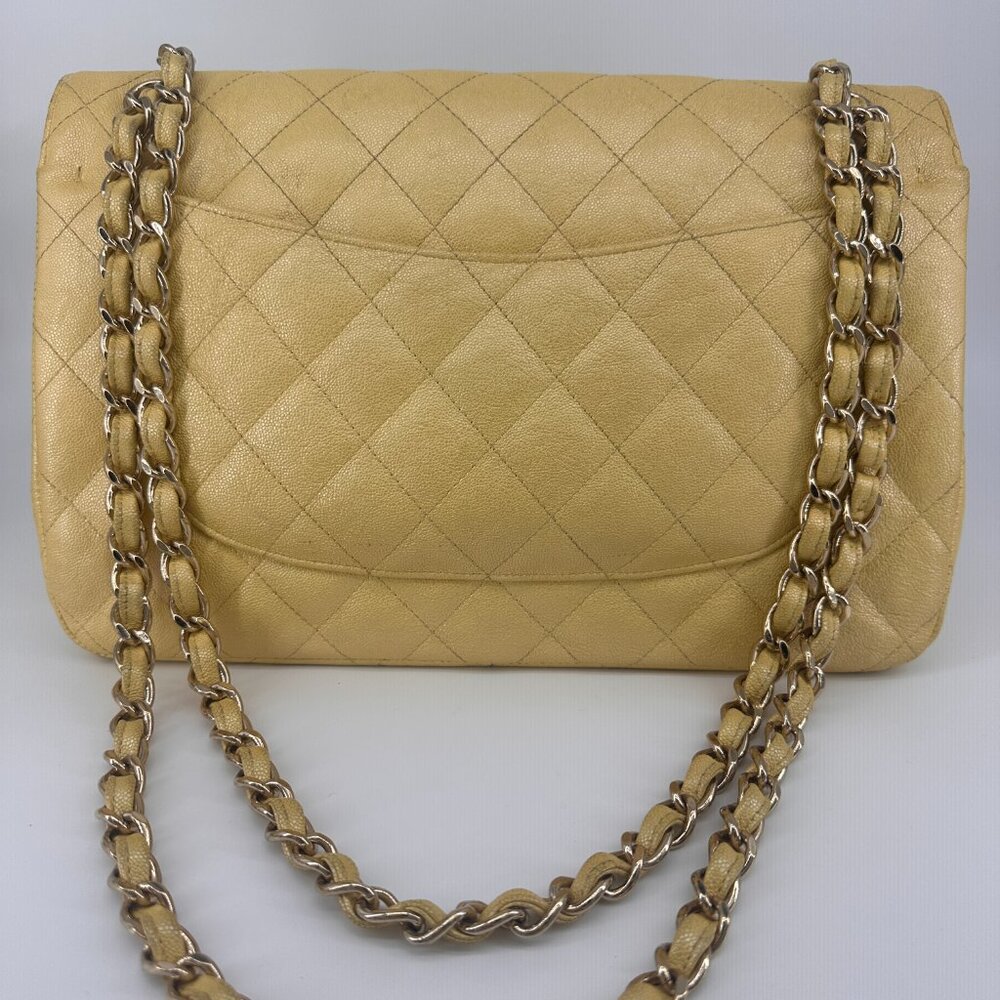 Chanel Yellow Iridescent Quilted Caviar Double Flap Bag - Picture 9 of 11
